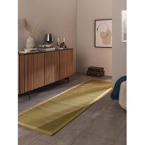 benuta Nest Sisal tapijt Sana - 100% sisal - loper en in stijl: rand, effen, Natural Living - onderhoudsvriendelijk voor woonkamer, slaapkamer, groen, 70 x 300 cm