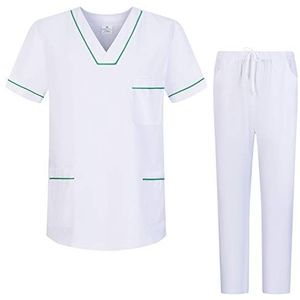 Misemiya - Uniformenset, uniseks, blouse, medisch uniform met bovendeel en broek, Ref.6601-6602, Groen 22, 3XL