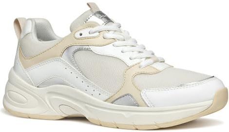 GEOX ZARVIA Sneakers - WIT/MELKWIT - Mix van Mesh en Lederlook