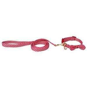 Dolly Doggy Parton Hondenharnassen en riem/halsband set collectie, rode gingham halsband en leibandset, groot