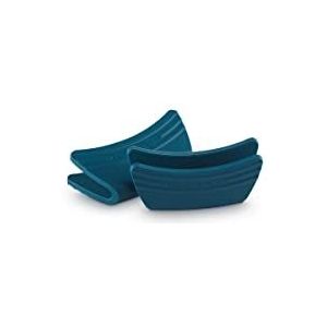 Le Creuset Zijgrepen, set van 2, siliconen, flexibel, hittebestendig tot 250°C, diep groenblauw
