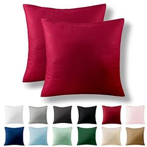 Alreya - Renforcé - Kussenslopen - Rood - Set van 2 - 80 x 80 cm - 100% Katoen