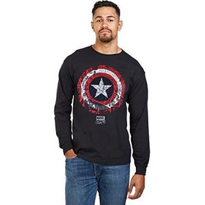 Marvel Heren Captain America Ca Comic Shield T-shirt, Zwart, XXL