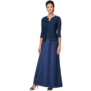 Alex Evenings Women's Regular Two Piece Mother of The Bride Dress with Lace Jacket, Navy, 18