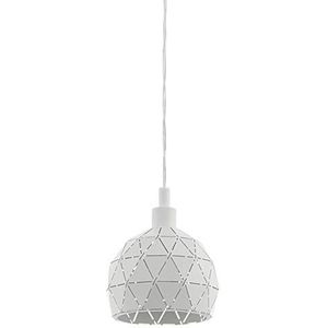 EGLO Roccaforte Hanglamp, 1 lichtpunt, modern, hanglamp van staal in wit, eettafellamp, woonkamerlamp hangend met E14-fitting, Ø 17 cm