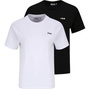 FILA Dames Bari Tee/Double Pack T-Shirt, Zwart-helder wit, XS