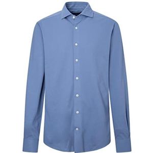 Hackett London Heren Essential Pique Shirt, Blauw, 3XL, Blauw, 3XL