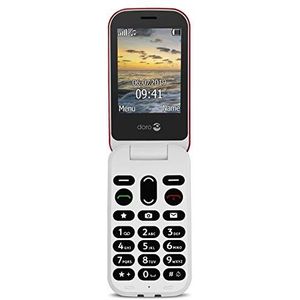 Doro - 6040-2G telefoon met ontgrendelde klep voor senioren - Grote toetsen - Ondersteuningsknop met GPS- Opladerstandaard inbegrepen - Rood