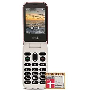 Doro - 6040 â€“ telefoon 2G met klapdeksel, ontgrendeld, voor senioren â€“ grote toetsen â€“ assistentieknop met GPS-houder â€“ rood