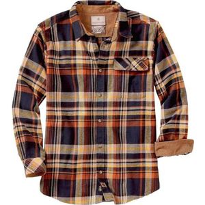 Legendary Whitetails Men's Tall Buck Camp Flannel, Long Sleeve Plaid Button Down Casual Shirt, Corduroy Cuffs, Homestead, Large