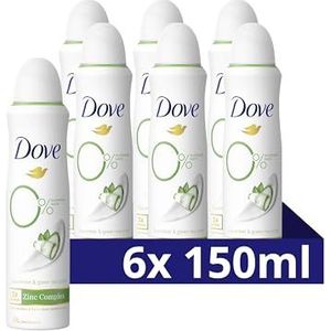 Dove Go Fresh 0% Aluminiumzouten Cucumber & Green Tea Deodorant Spray, biedt tot 48 uur bescherming tegen zweet - 6 x 150 ml - Voordeelverpakking