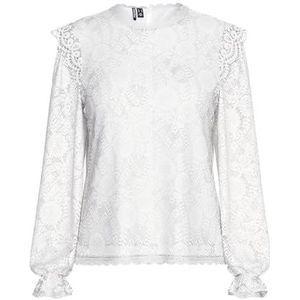 PIECES Dames Pcolline Ls Lace Noos Top, cloud dancer, M