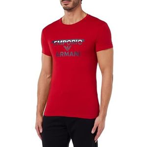 Emporio Armani Heren Heren Heren Crew Neck Megalogo T-shirt, rood, S