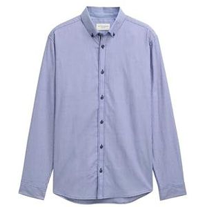 TOM TAILOR Herenhemd met normale pasvorm van katoen, 37967 - Crest Blue Small Check, XXL