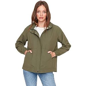 TRENDYOL Dames oversized met capuchon ritssluiting coat, Kaki, XXL