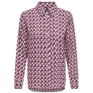 ONLALMA Life Poly L/S Plisse Shirt AOP, Magenta Purple/Aop: 584 Posh, M