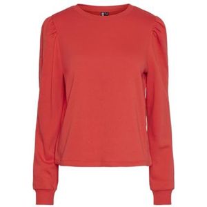 PIECES Pcchilli Ls Puff Sweat Noos Cp Bc Sweatshirt voor dames, Poppy Red, S