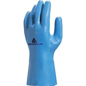 Deltaplus VE920BL10 natuurlatex handschoenen op katoenen jersey dragers - lengte: 30 cm, blauw, maat 10/11