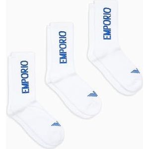 EMPORIO ARMANI Heren 3-Pack Sokken Kort, Wit/Wit/Wit, One Size, Wit/Wit/Wit, Eén maat