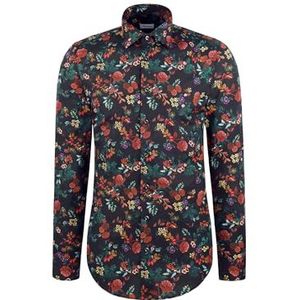 Seidensticker - Businessoverhemd - Grijs - Slim 1/1 Kentkraag - Bloemen