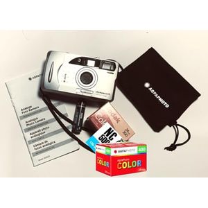 AgfaPhoto analoge 35mm fotocamera met motor flitser in set (kleur foto's film + batterij)