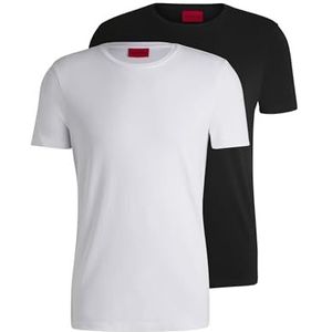 HUGO Heren ronde twee ronde hals T-shirts in stretch jersey, Gedessineerd, S