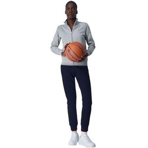 Champion Legacy Sweatsuits Heritage W-Ultralight Powerblend Fleece High Neck Rib Cuff Sportpak voor dames, lichtgrijs gemêleerd/marineblauw, M