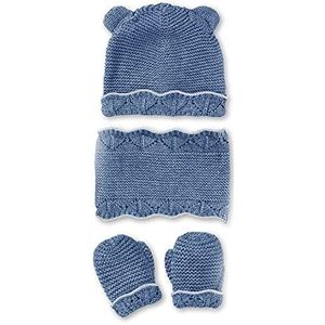 MacBeen Handschoenen, muts en sjaal voor baby's, 9 tot 18 maanden, blauw, winteraccessoireset, klein, uniseks, kinderen