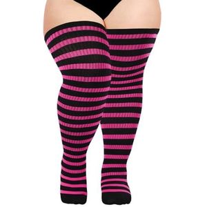 Moon Wood Overknees Kousen Dames Katoen Gebreid Extra Lang Gestreepte Thigh High Socks Halloween Casual Hoge Laarzen Kousen Plus Size