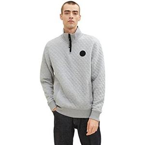 TOM TAILOR Troyer sweatshirt met stiksel Uomini 1034396,12035 - Grey Heather Melange,L