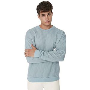 Trendyol Heren ronde hals effen kleur oversized sweatshirt, Blauw, S grote maten