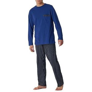 Schiesser Lange pyjama voor heren - nachtkleding set pyjama, marineblauw, 98