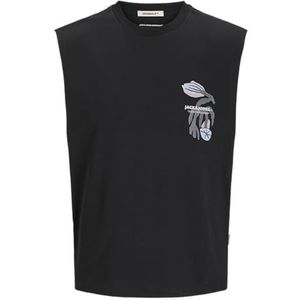 JACK & JONES Joralmeria mouwloos T-shirt voor heren, ronde hals, zwart, S