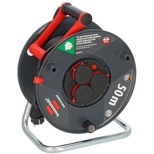 Brennenstuhl Garant V2 IP44 Kabelhaspel 50m buiten (Made in Germany, 3 veiligheidscontactdozen met verbeterde aanraakbeveiliging, speciaal plastic)