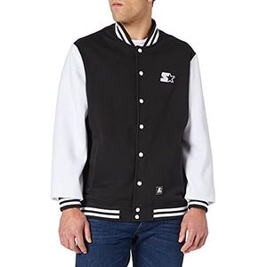 Starter Black Label Heren Starter College Fleece Jacket Jacket Jacket, zwart/wit, XXL