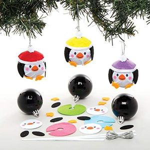 Baker Ross AT241 Pinguïn kerstballen, 6 stuks, feestelijke kunst, perfect voor kinderen om te decoreren, ideale groepen, zondagschool, knutselen thuis, gesorteerd