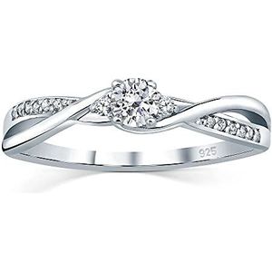 SILVEGO �– FNJR085sw – Dames 925 Sterling Zilver Ring met Swarovski Zirconia Verlovingsring