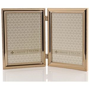 Lawrence Frames Classic Bead Frame, 5x7 Scharnierend Dubbel, Goud