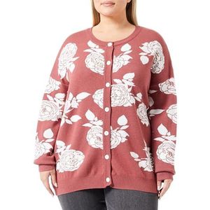 LEOMIA Gebreid damesvest met parels 10425114-LE02, oudroze wit, XL/XXL, Oudroze-wit., XL/XXL