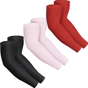 BRGUR UV-bescherming compressie arm mouwen, roze & rood & zwart, 3 paar, Roze&Rood&Zwart, Eén maat