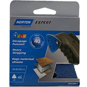 Norton Driehoekig slijpen blad geperforeerd 6 gaten zelfklevende professionele diameter 95 korrel 40 hoeveelheid 5
