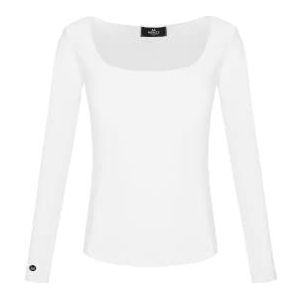 Madnezz House Dames T-shirt met lange mouwen, vierkante hals, lange mouwen, wit, L