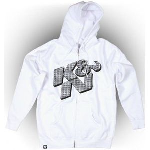 K en N 88-11943-L Sweatshirt met ritssluiting - wit