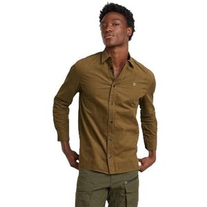 G-Starvoor mannen. D25196-D751-7162 Clean Normaal Overhemd bruin (XS), Casual, Katoen, Lange mouwen