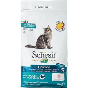 Schesir Cat Adult Maintenance haarbal kip, kattenvoer droog voor volwassen katten, zak, 1,5 kg