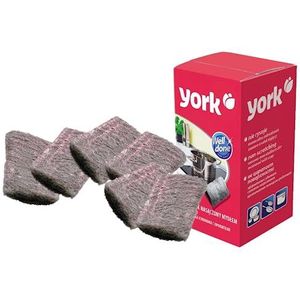 York Stalen spons tegen hardnekkig vuil, hoogwaardige schuurspons, pannenkrabber voor keuken, gootsteen, schaal, grill, spons met zeep, extra fijn, roestvrij staalwol, 6 stuks (1 stuk)