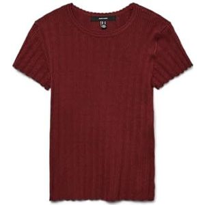 VERO MODA Vmwillow Pointelle C/S O-Neck Pull Boo, Syrah, S