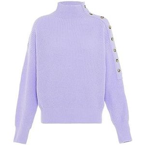 Aleva Dames eenkleurig shirt met lange mouwen met split aan de zijkant acryl ZACHT lavendel maat XL/XXL, Zachte lavendel, XL