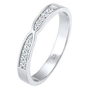 Elli DIAMONDS Ring Dames Band Ring Briljant met Diamant (0.09 ct.) in 925 Sterling Zilver