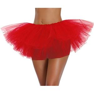 Tutu rok voor dames, tieners, volwassenen, klassiek elastisch 3, 4, 5 gelaagd, rood, 5-laags., Eén Maat